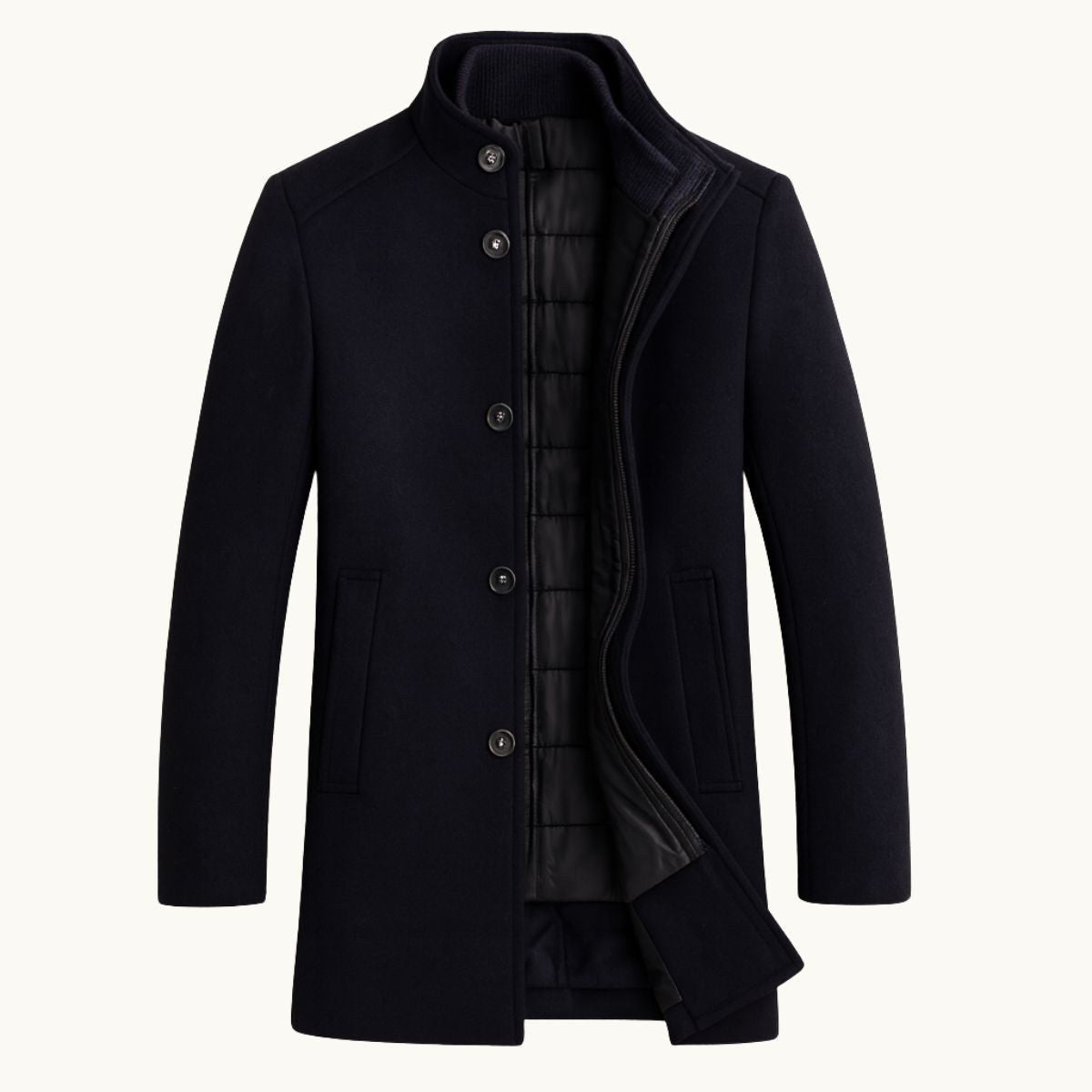 Hudson | Men's Premium Wool Overcoat, Tailored Winter Coat | Bella Blue