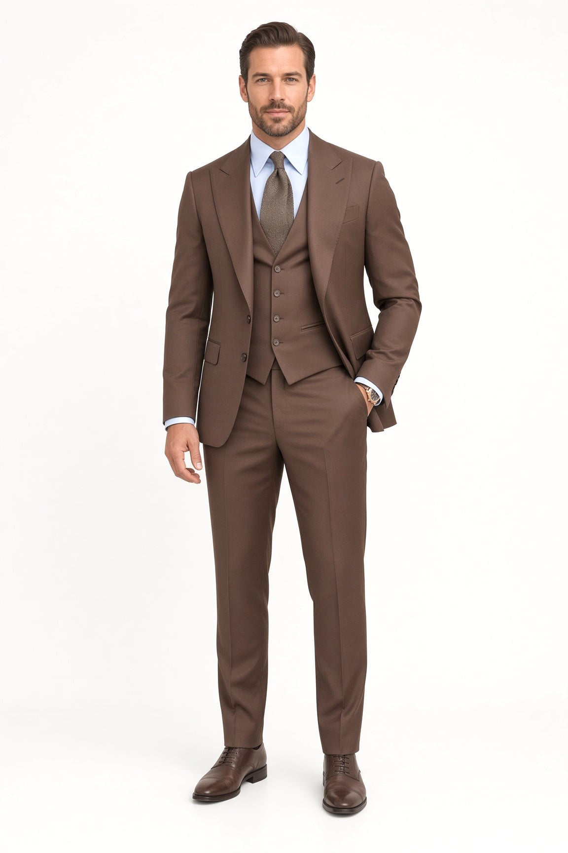 Hugo | Men's Three-Piece Formal Suit, Classic Tailored Suit | Bella Blue