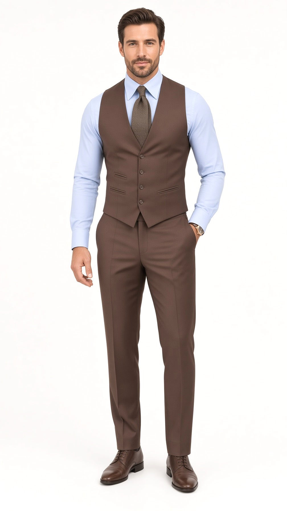 Hugo | Men's Three-Piece Formal Suit, Classic Tailored Suit | Bella Blue