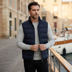 Hunter | Men's Quilted Puffer Gilet, Sleeveless Layering Gilet | Bella Blue