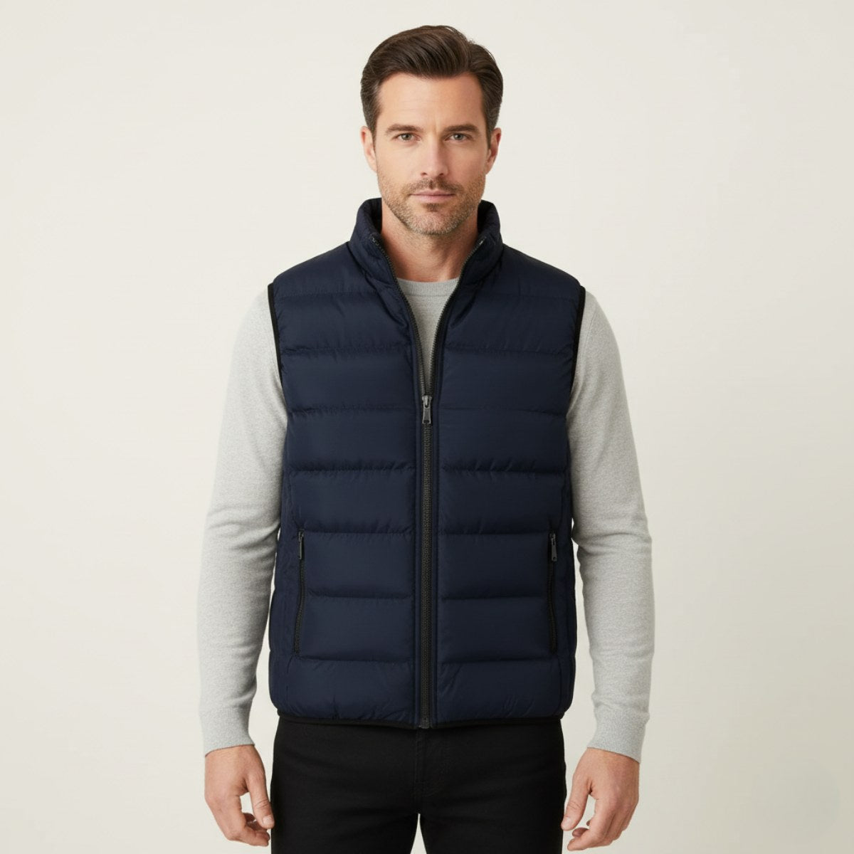 Hunter | Men's Quilted Puffer Gilet, Sleeveless Layering Gilet | Bella Blue