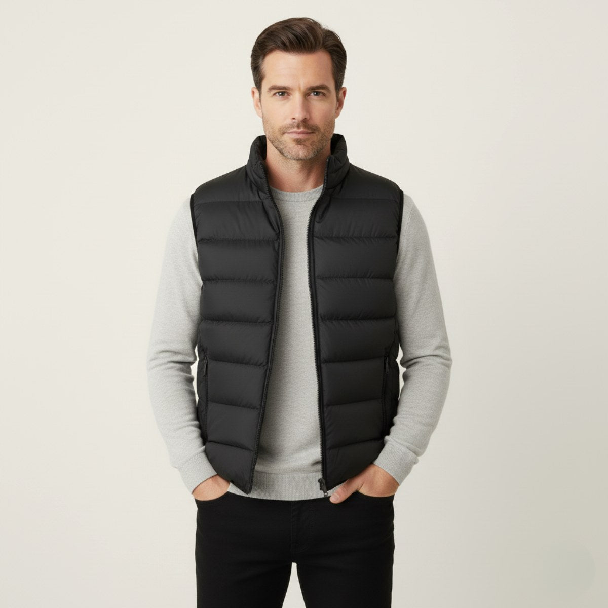 Hunter | Men's Quilted Puffer Gilet, Sleeveless Layering Gilet | Bella Blue