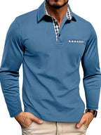 Ian | Men's Long-Sleeve Polo Shirt, Lightweight Everyday Polo | Bella Blue
