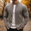 Ingo | Men's Cardigan with Textured Knit, Elegant Everyday Cardigan | Bella Blue | Grey
