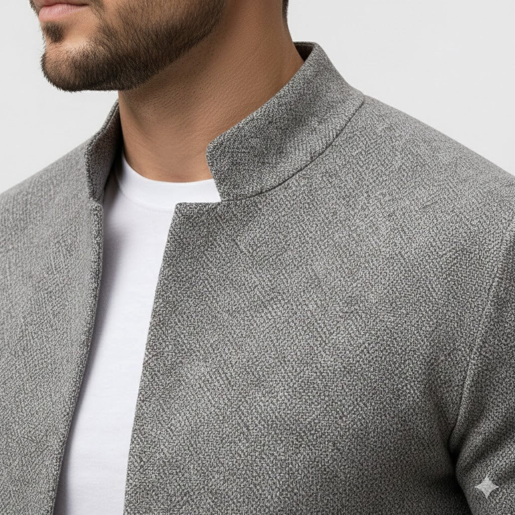 Ingo | Men's Cardigan with Textured Knit, Elegant Everyday Cardigan | Bella Blue | Grey