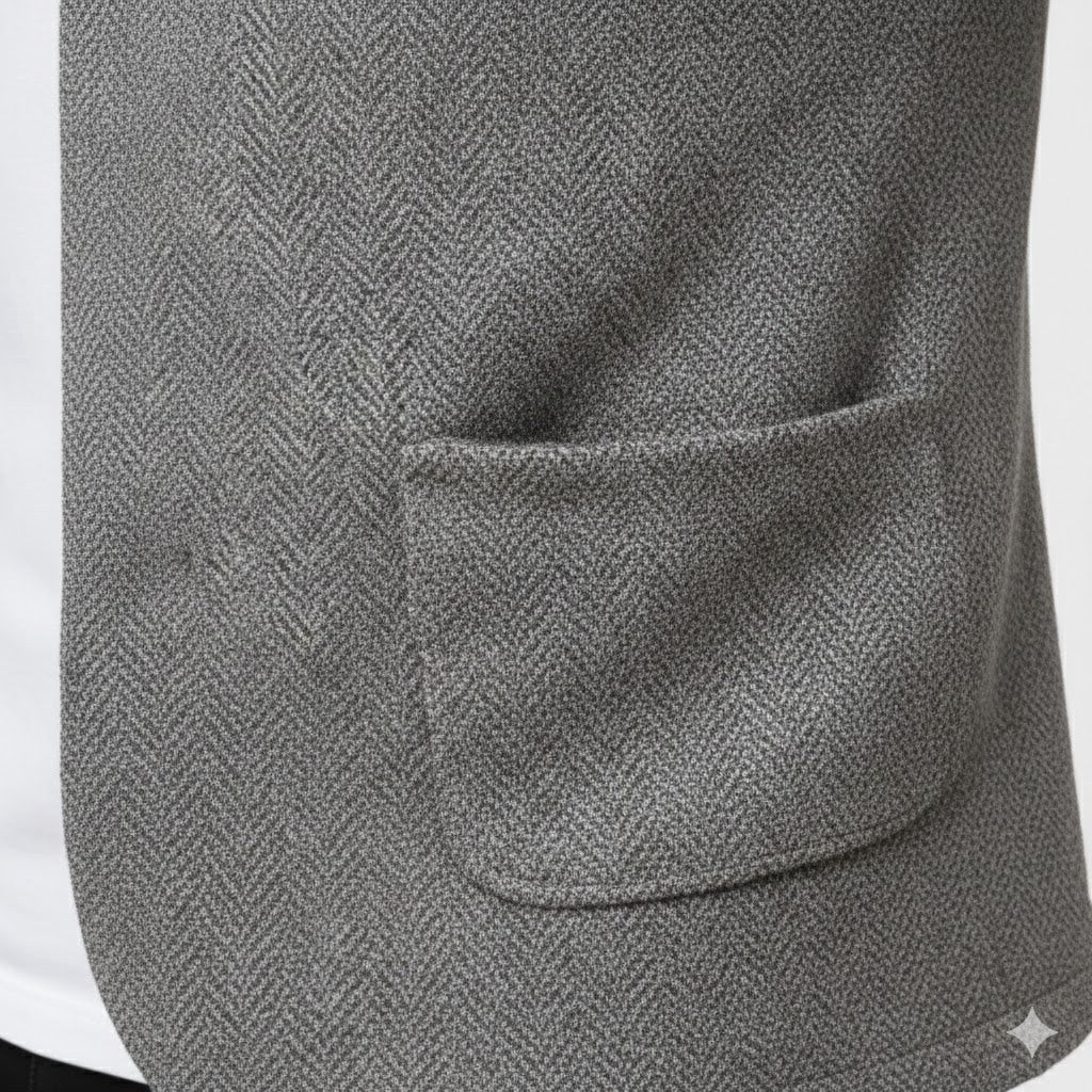 Ingo | Men's Cardigan with Textured Knit, Elegant Everyday Cardigan | Bella Blue | Grey