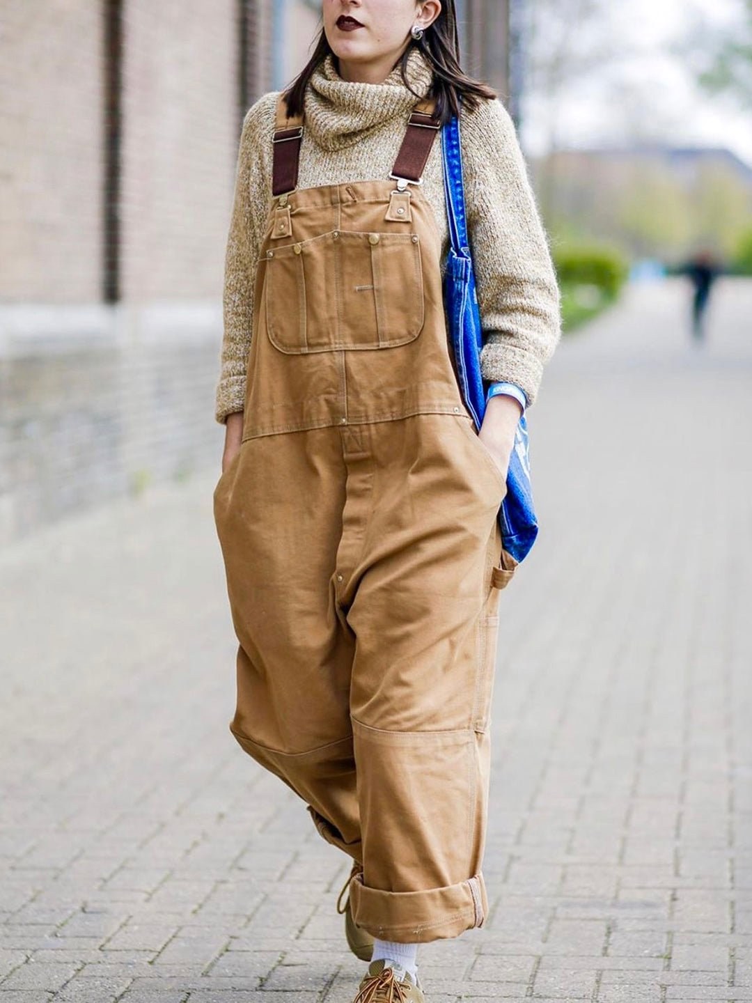 Iris | Women's Cotton Adjustable Dungarees, Functional Work Dungarees | Bella Blue