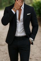 Isaac | Men's Slim-Fit Two-Piece Suit, Notch Lapel Tailored Suit | Bella Blue
