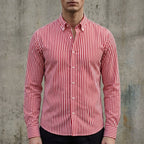 Isaac | Men's Striped Cotton-Blend Button-Up Shirt, Long-Sleeve Smart Casual Shirt | Bella Blue