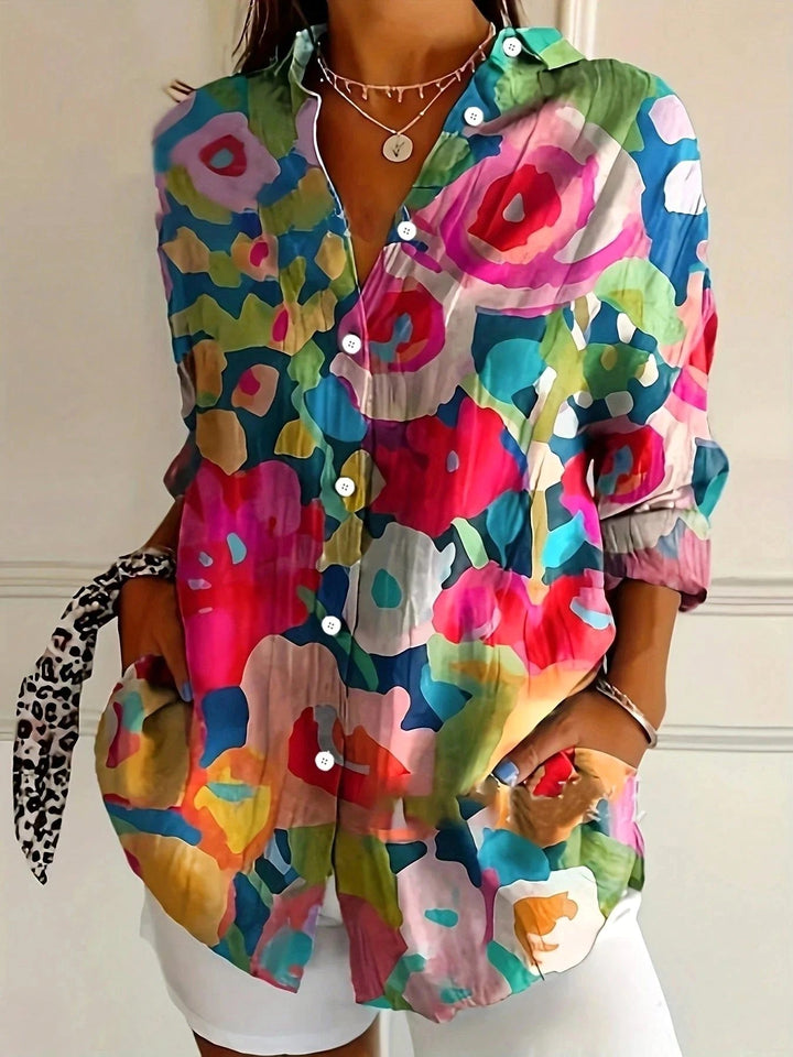 Isabella | Women's Colourful Printed Short Sleeve Blouse - Mix