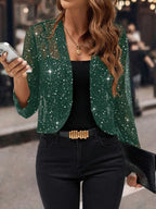 Isabelle | Women's Sequin Cardigan Jacket, Glitter Evening Jacket | Bella Blue | Black