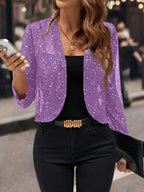 Isabelle | Women's Sequin Cardigan Jacket, Glitter Evening Jacket | Bella Blue | Gray