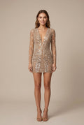 Isla | Women's Sequin Mini Dress, V-Neck Evening Dress | Bella Blue