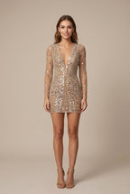 Isla | Women's Sequin Mini Dress, V-Neck Evening Dress | Bella Blue