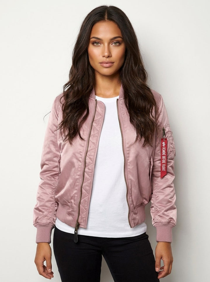 Isla | Women's Utility Bomber Jacket, Satin-Finish Autumn Jacket | Bella Blue