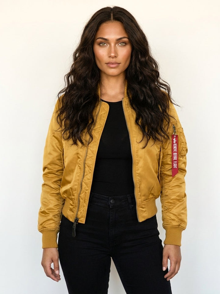 Isla | Women's Utility Bomber Jacket, Satin-Finish Autumn Jacket | Bella Blue