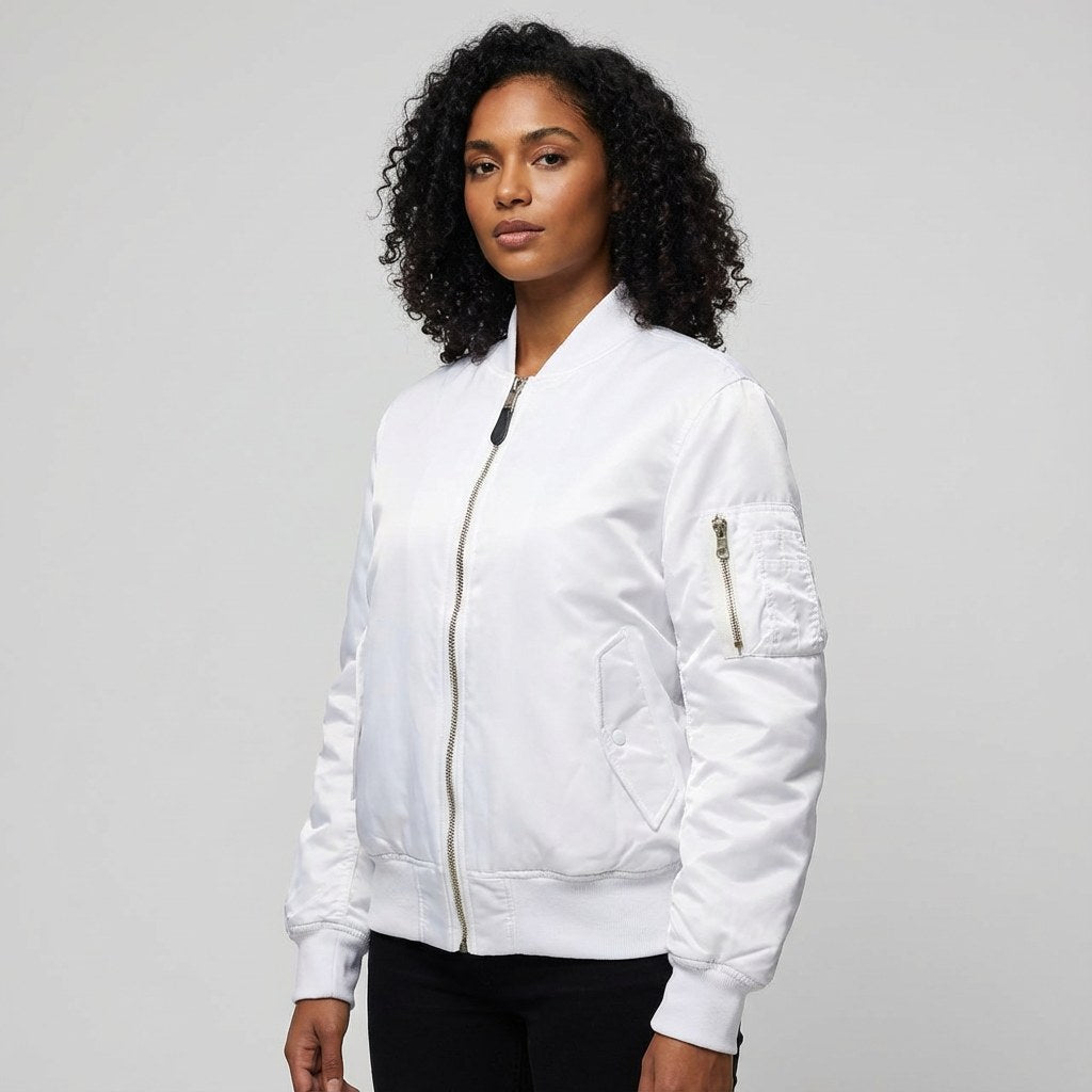 Isla | Women's Utility Bomber Jacket, Satin-Finish Autumn Jacket | Bella Blue