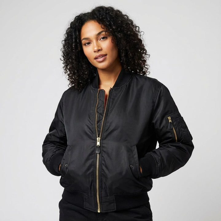 Isla | Women's Utility Bomber Jacket, Satin-Finish Autumn Jacket | Bella Blue | Paars
