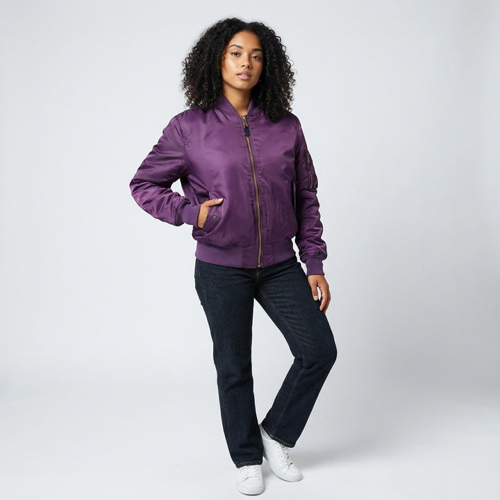 Isla | Women's Utility Bomber Jacket, Satin-Finish Autumn Jacket | Bella Blue | Roze
