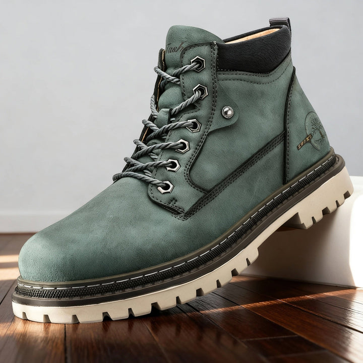 Jack | Men's Leather Work Boots, Lace-Up Anti-Slip Boots | Bella Blue | Black