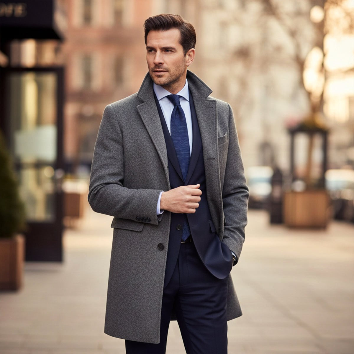 Jackson | Men's Wool Blend Tailored Coat, Longline Autumn Coat | Bella Blue