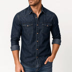Jacob | Men's Denim Shirt with Classic Collar, Button-Up Denim Shirt | Bella Blue