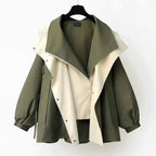 Jacqueline | Women's Oversized Layered Jacket, Practical Autumn Jacket | Bella Blue | Green