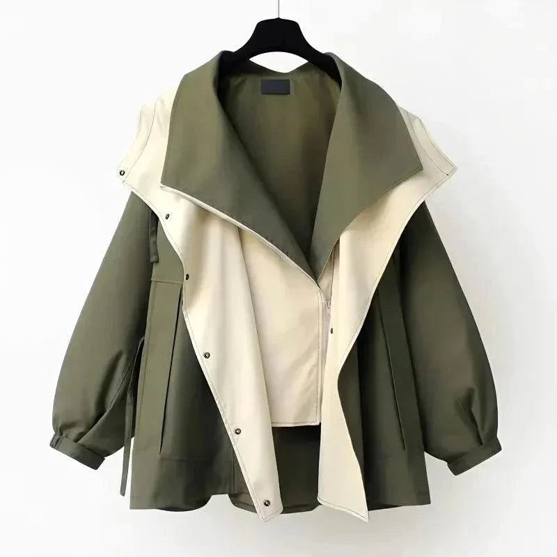 Jacqueline | Women's Oversized Layered Jacket, Practical Autumn Jacket | Bella Blue | Green