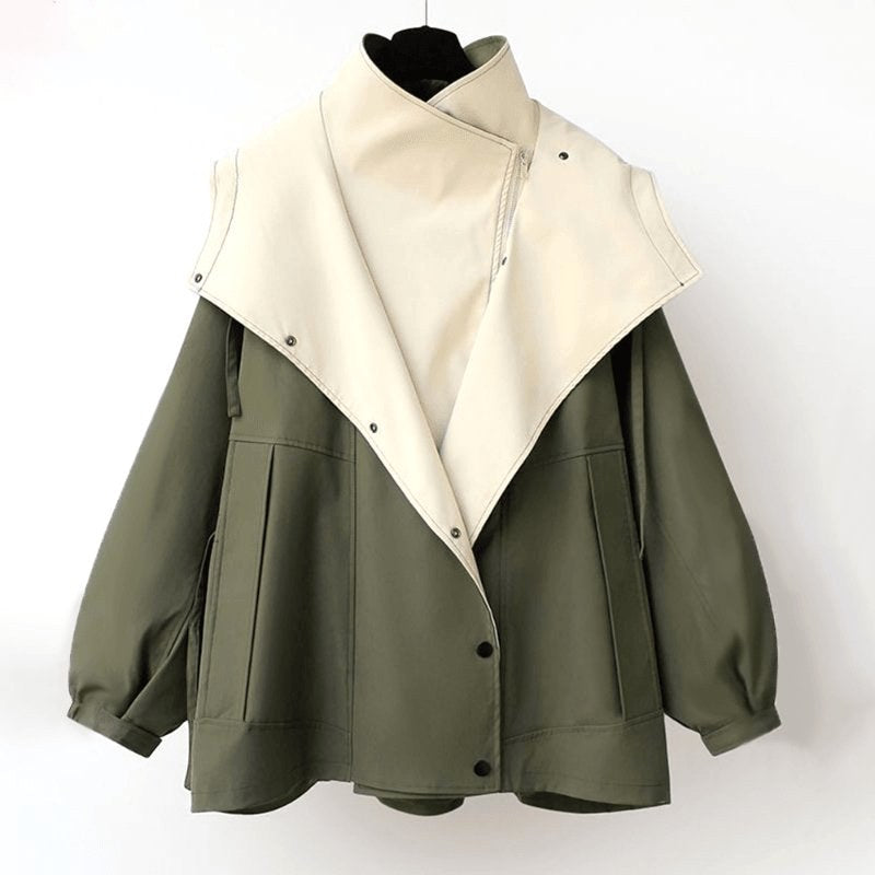 Jacqueline | Women's Oversized Layered Jacket, Practical Autumn Jacket | Bella Blue | Black