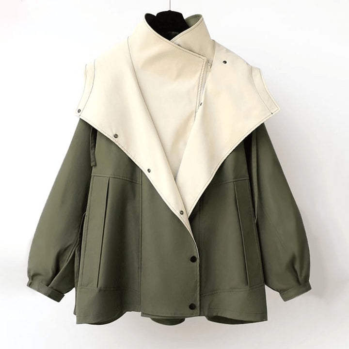 Jacqueline | Women's Oversized Layered Jacket, Practical Autumn Jacket | Bella Blue | Black