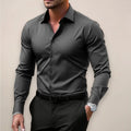 James | Men's Long Sleeve Smart Shirt, Tailored Formal Shirt | Bella Blue | Dark Grey