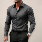 James | Men's Long Sleeve Smart Shirt, Tailored Formal Shirt | Bella Blue | Dark Grey