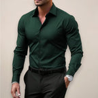 James | Men's Long Sleeve Smart Shirt, Tailored Formal Shirt | Bella Blue | Dark Green