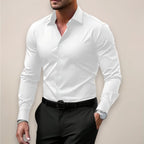 James | Men's Long Sleeve Smart Shirt, Tailored Formal Shirt | Bella Blue | White