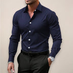 James | Men's Long Sleeve Smart Shirt, Tailored Formal Shirt | Bella Blue | Navy Blue