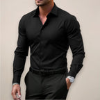 James | Men's Long Sleeve Smart Shirt, Tailored Formal Shirt | Bella Blue | Black