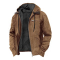 Jamie | Men's Hooded Full Zip Jacket, Lined Casual Jacket | Bella Blue | Brown