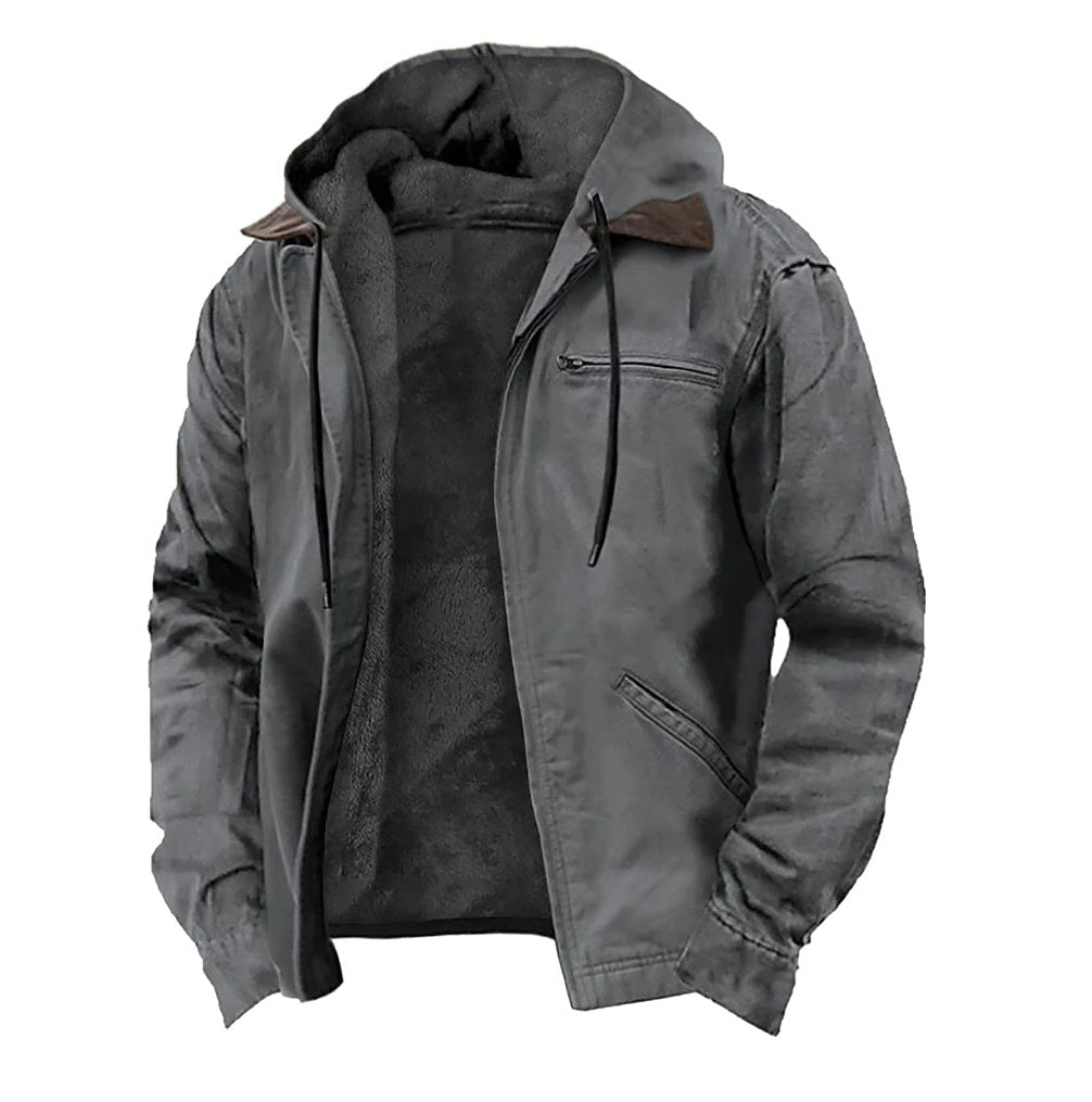 Jamie | Men's Hooded Full Zip Jacket, Lined Casual Jacket | Bella Blue | Olive Green