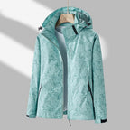 Janet | Women's Lightweight Waterproof Hooded Jacket, Practical Outdoor Jacket | Bella Blue | Green