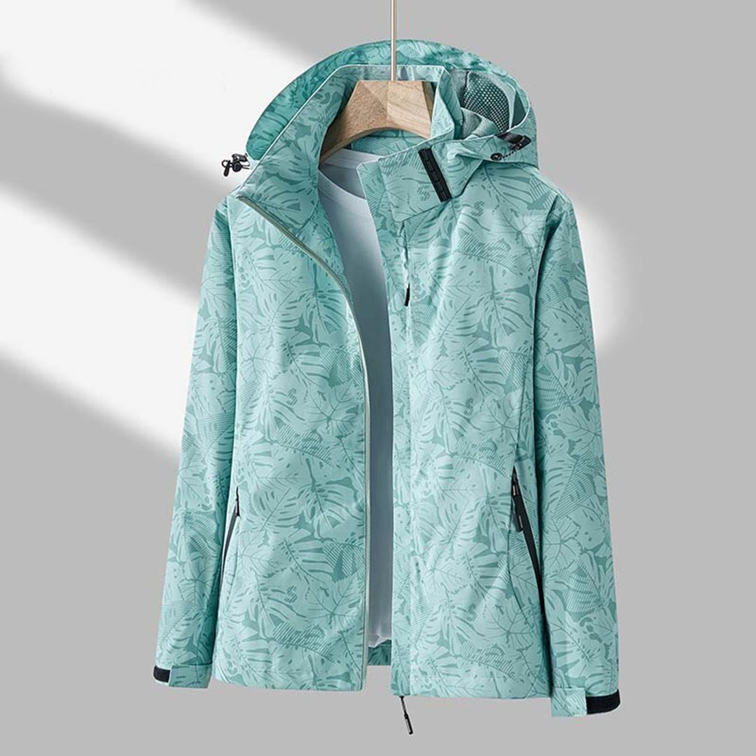 Janet | Women's Lightweight Waterproof Hooded Jacket, Practical Outdoor Jacket | Bella Blue | Green