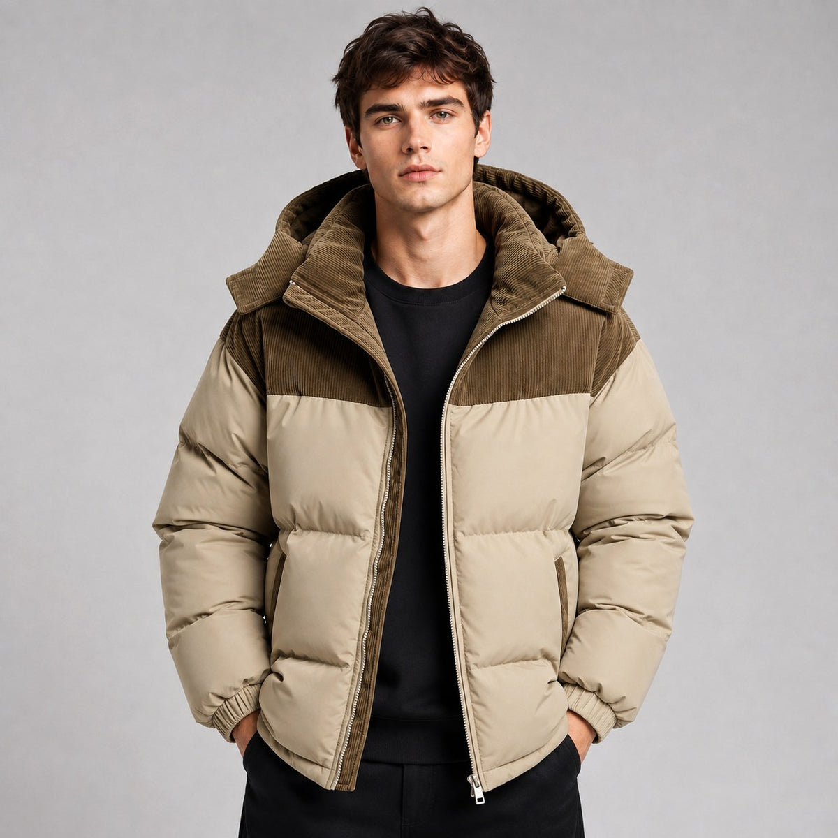 Jared | Men's Oversized Padded Puffer Jacket, Hooded Winter Coat | Bella Blue | Sky Blue
