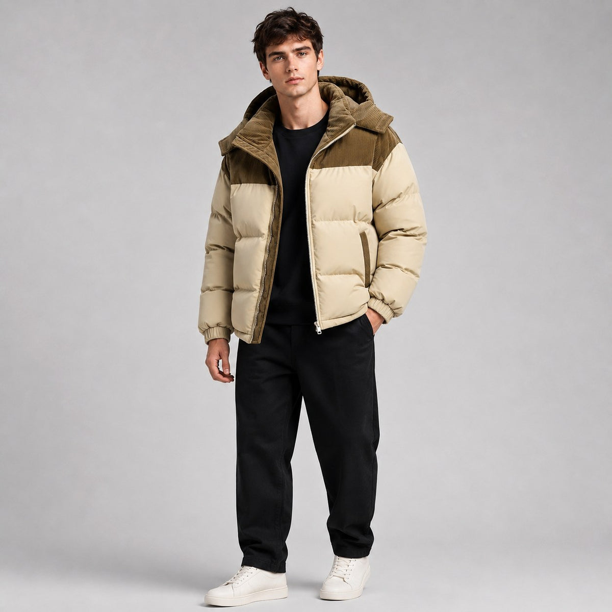 Jared | Men's Oversized Padded Puffer Jacket, Hooded Winter Coat | Bella Blue