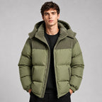 Jared | Men's Oversized Padded Puffer Jacket, Hooded Winter Coat | Bella Blue