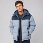 Jared | Men's Oversized Padded Puffer Jacket, Hooded Winter Coat | Bella Blue