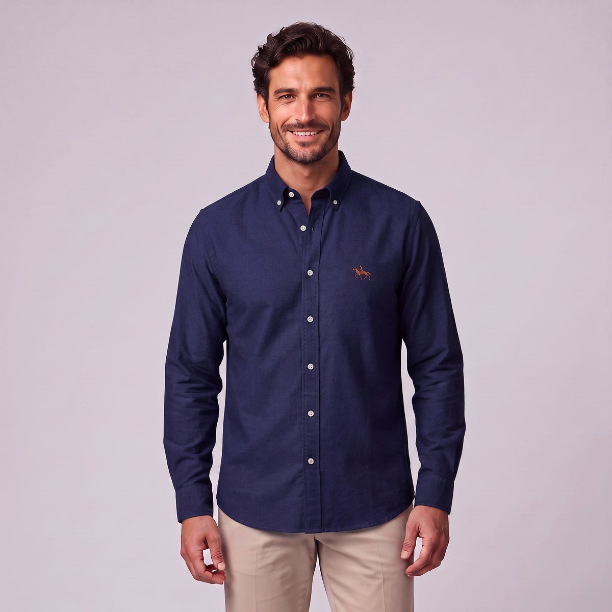 Jasper | Men's Long-Sleeve Shirt with Classic Collar, Button-Up Formal Shirt | Bella Blue