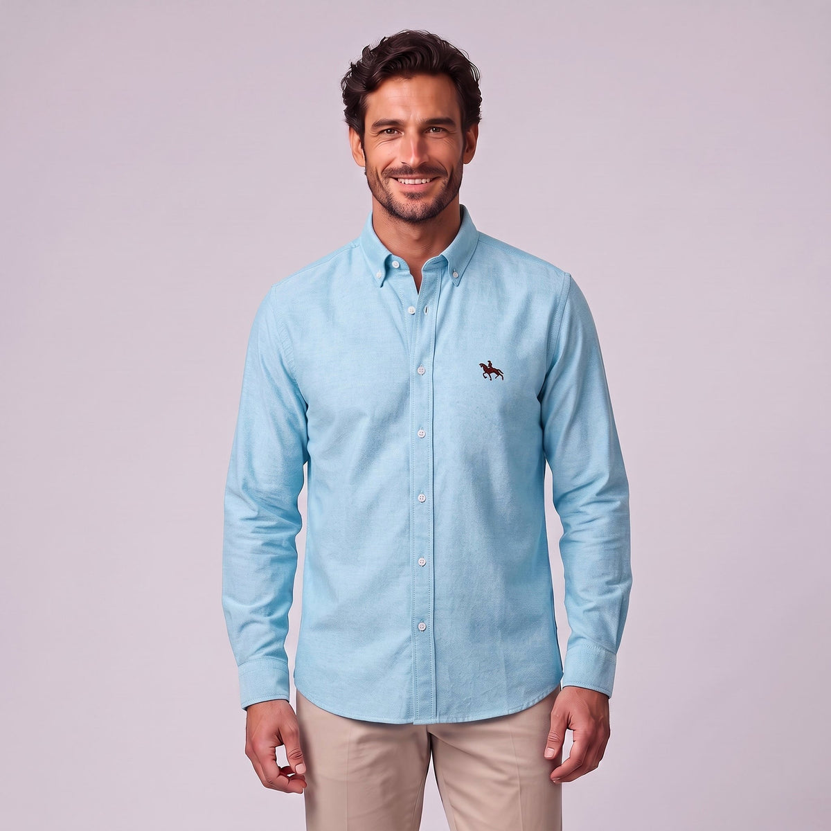 Jasper | Men's Long-Sleeve Shirt with Classic Collar, Button-Up Formal Shirt | Bella Blue