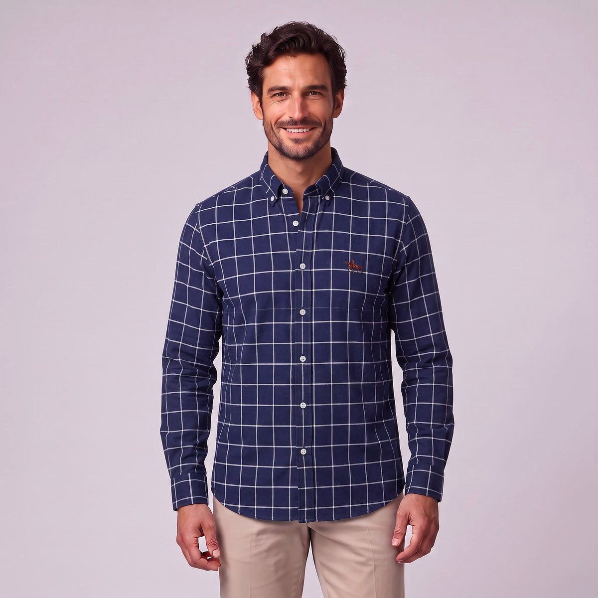 Jasper | Men's Long-Sleeve Shirt with Classic Collar, Button-Up Formal Shirt | Bella Blue