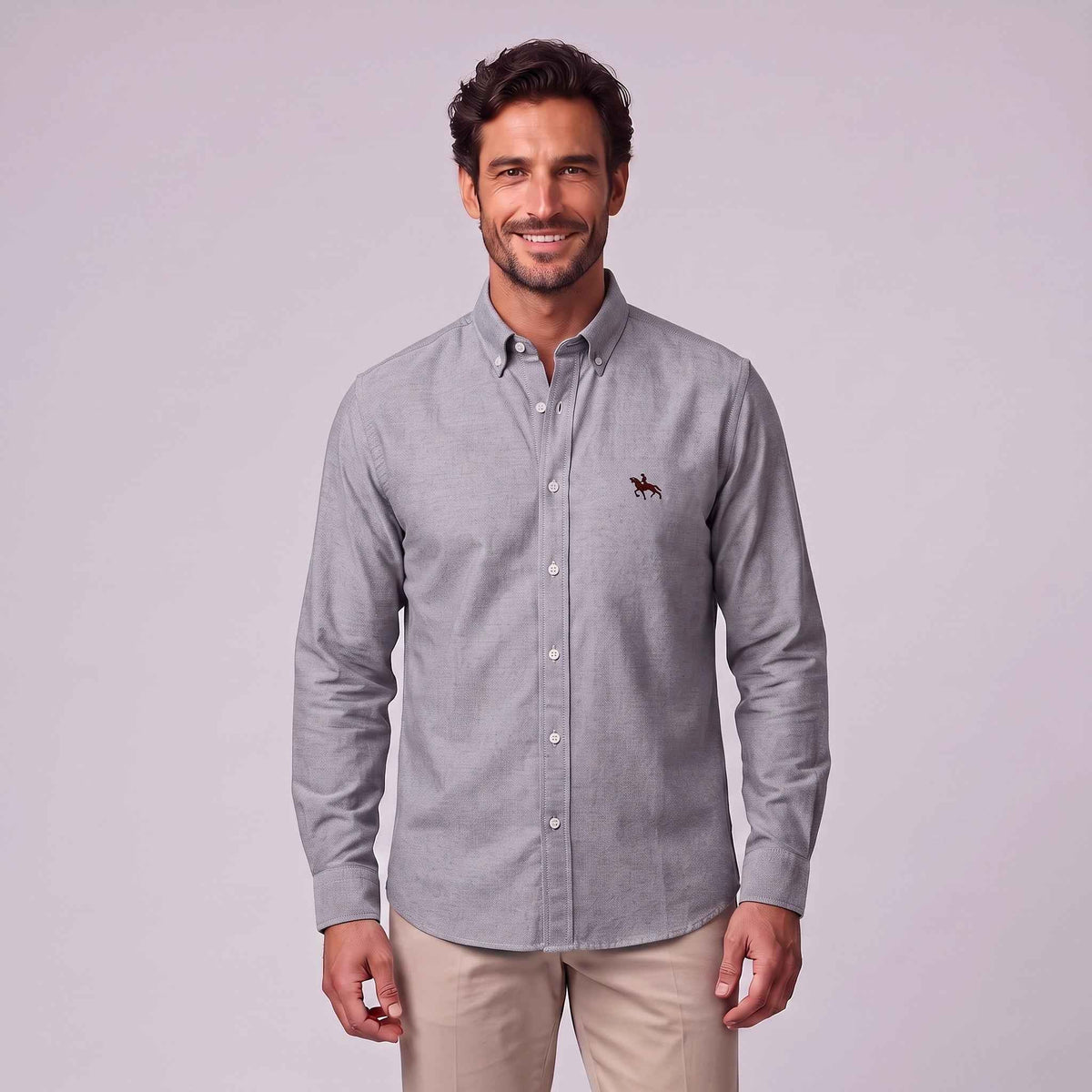 Jasper | Men's Long-Sleeve Shirt with Classic Collar, Button-Up Formal Shirt | Bella Blue