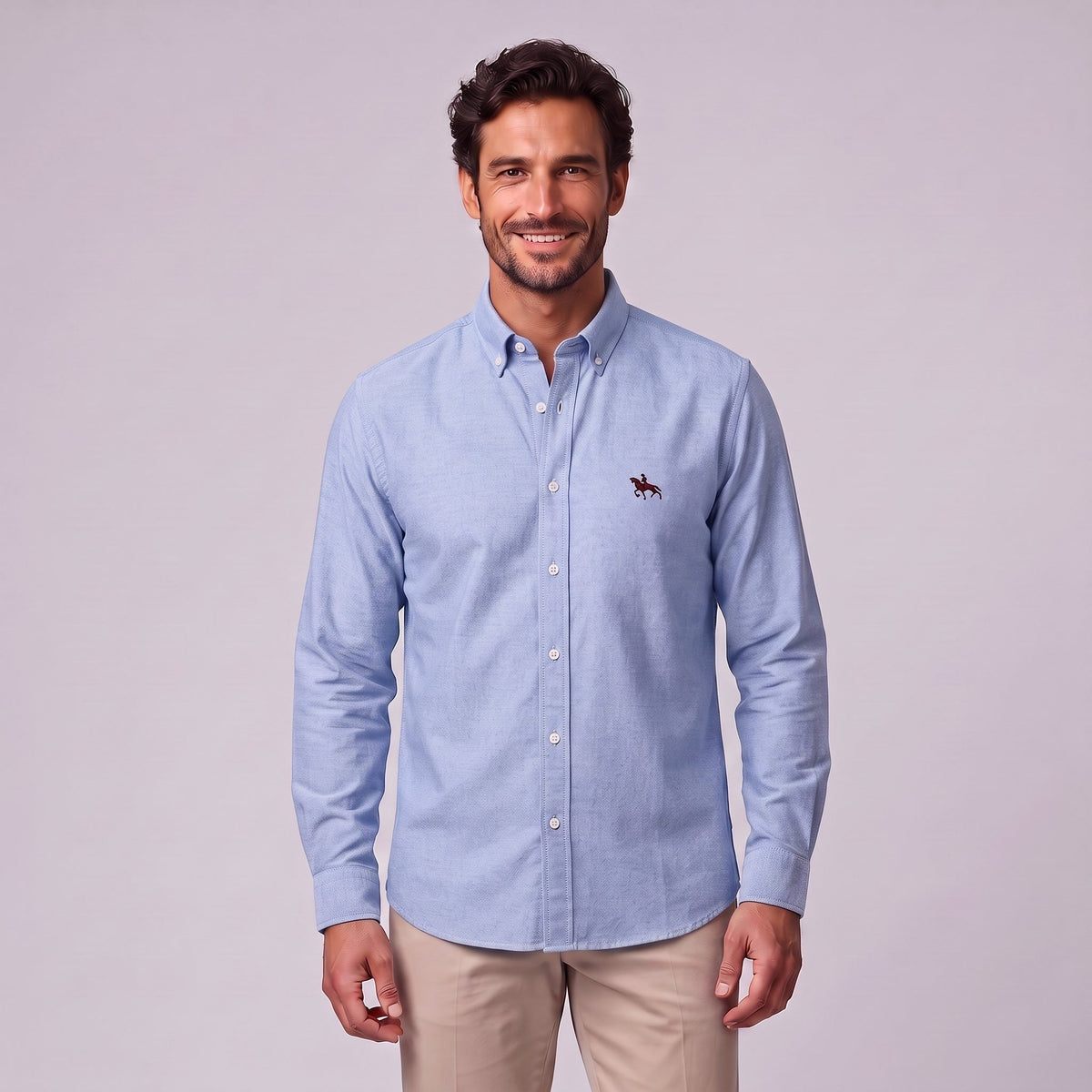 Jasper | Men's Long-Sleeve Shirt with Classic Collar, Button-Up Formal Shirt | Bella Blue
