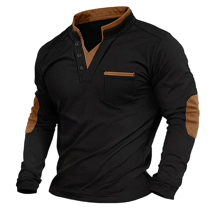 Jens | Men's V-Neck Jumper, Elegant Knit Jumper | Bella Blue | Brown